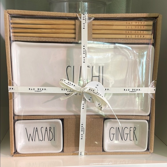 Rae Dunn Other - Rae Dunn White Sushi Plate Set with Chopsticks